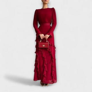 Fallon - Robe longue et ajustée avec volants tridimensionnels