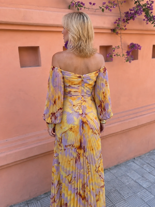 GRETA™ – Robe longue à motifs floraux et décolleté plongeant