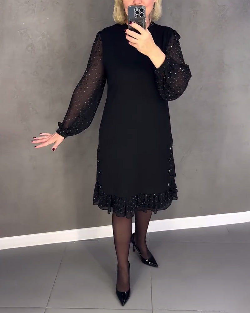 Gisèle™ | Élégante robe à pois à manches longues