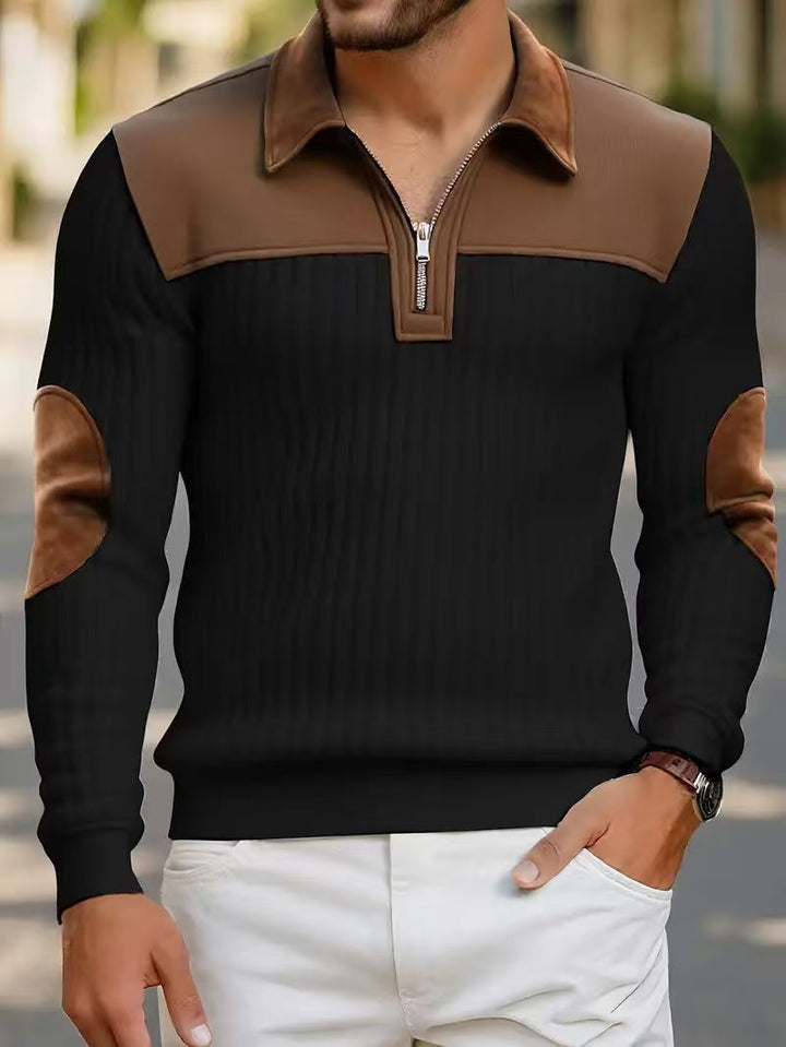 Pull côtelé Harrington à quart de zip