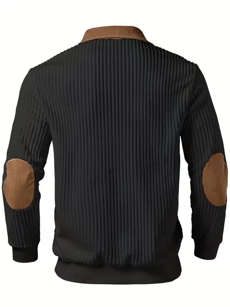 Pull côtelé Harrington à quart de zip