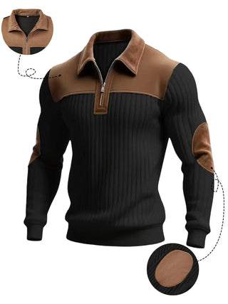 Pull côtelé Harrington à quart de zip