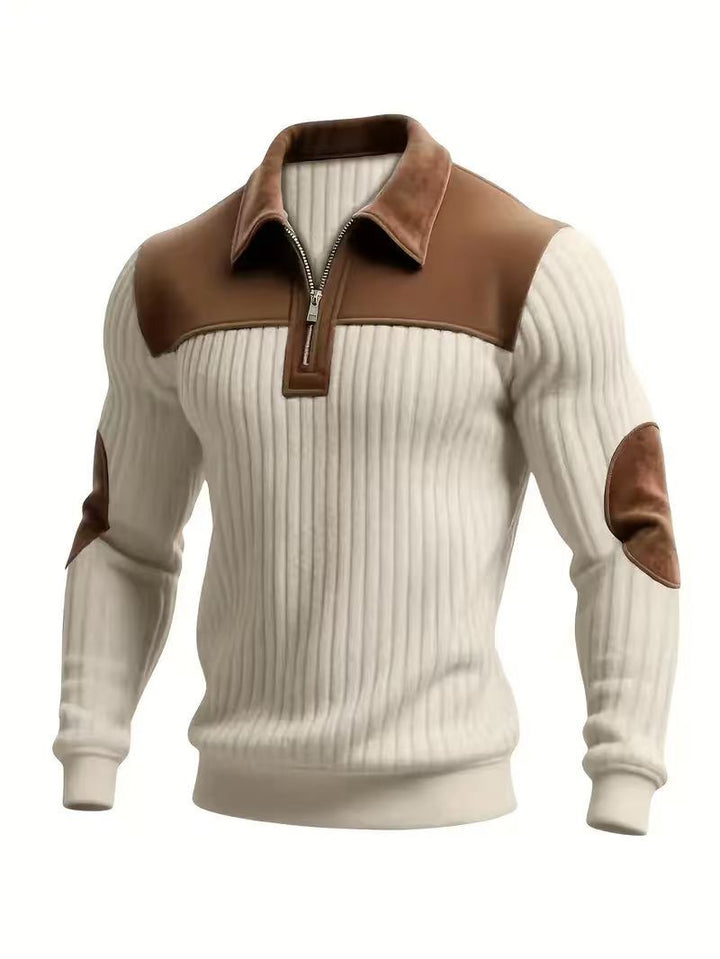Pull côtelé Harrington à quart de zip