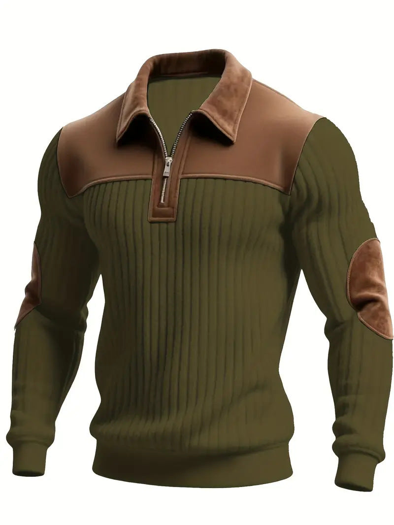 Pull côtelé Harrington à quart de zip