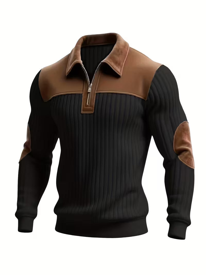 Pull côtelé Harrington à quart de zip