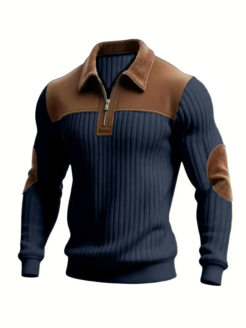 Pull côtelé Harrington à quart de zip