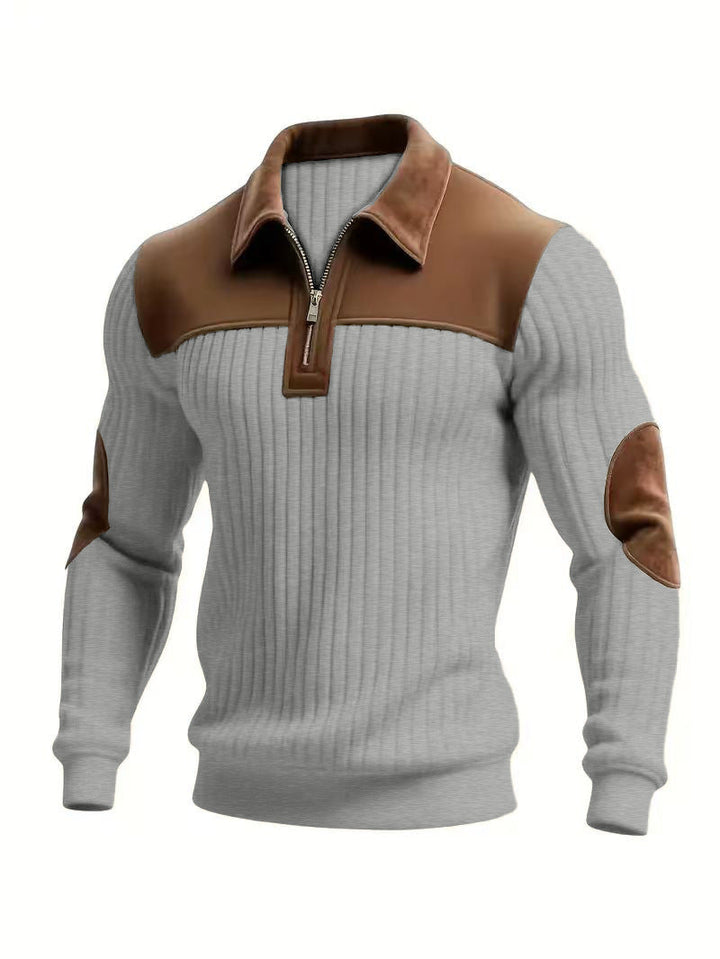 Pull côtelé Harrington à quart de zip