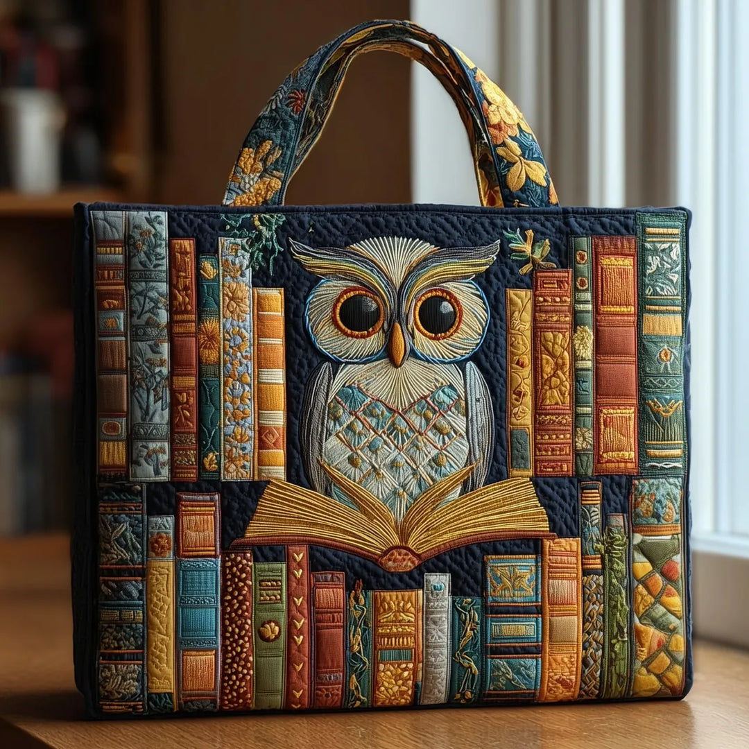 Sac artisanal - Chouette et livres anciens