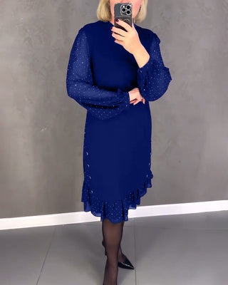 Gisèle™ | Élégante robe à pois à manches longues