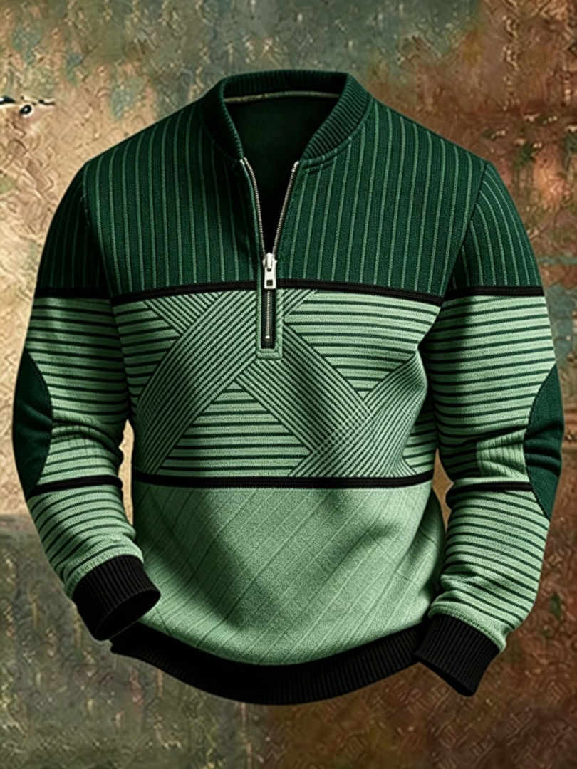 ELIOTT | PULL DEMI ZIP GÉOMÉTRIQUE