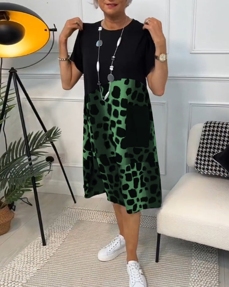 Naomi™ | Robe Décontractée à Imprimé avec Col Rond