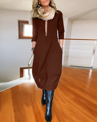 Élodie™ | Robe Élégante Unicolore