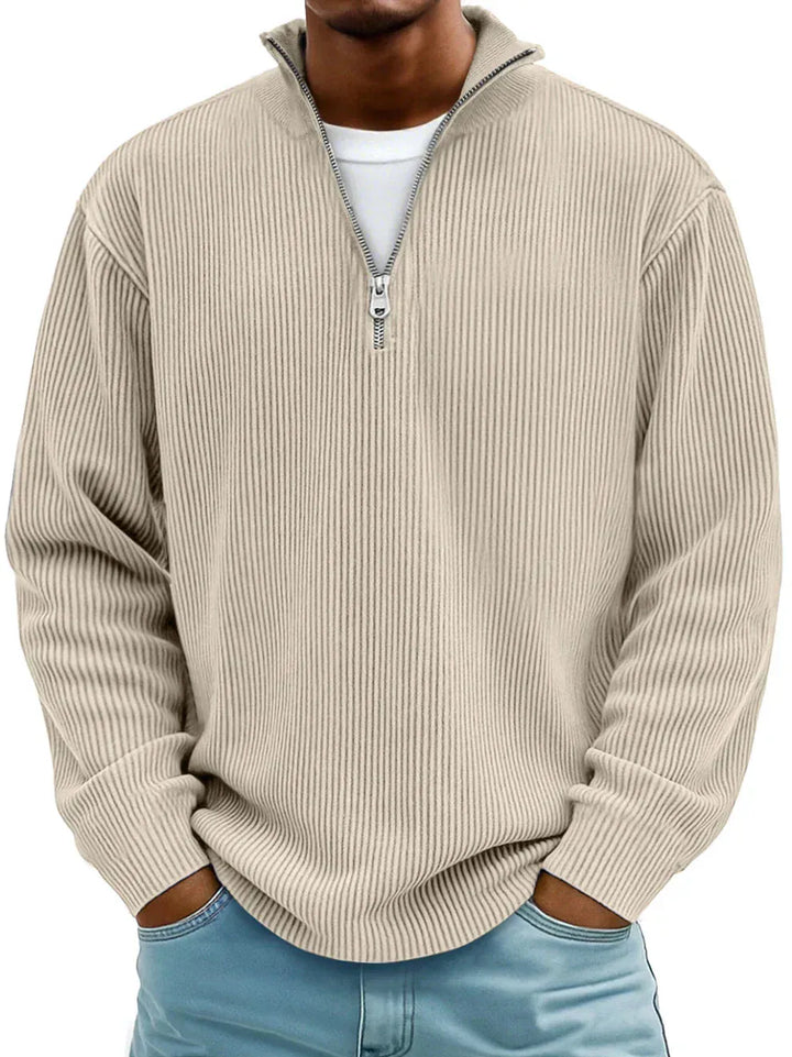 LEVI | Pull côtelé zippé