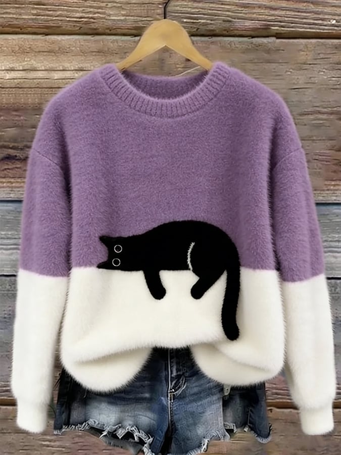 Carine | Pull Oversize Élégant avec Chat