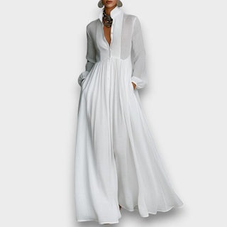 Serena - Robe Maxi avec Boutons Frontaux Fluides