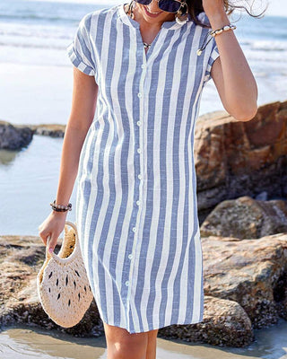 Marthe™ | Élégante Robe Chemise à Rayures
