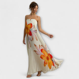 Michelle - Robe Maxi Coeur en fleur orange