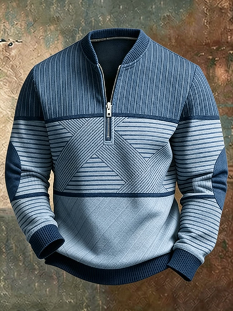 ELIOTT | PULL DEMI ZIP GÉOMÉTRIQUE