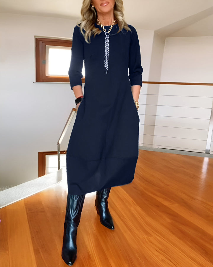 Élodie™ | Robe Élégante Unicolore