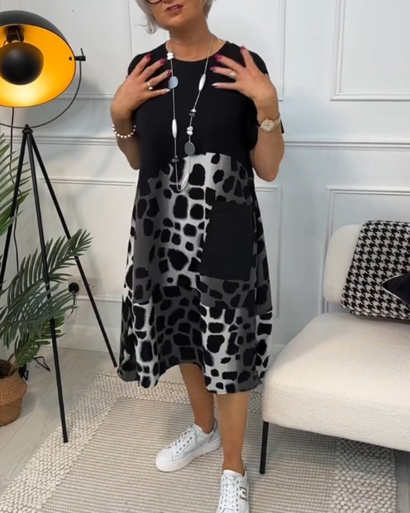 Naomi™ | Robe Décontractée à Imprimé avec Col Rond