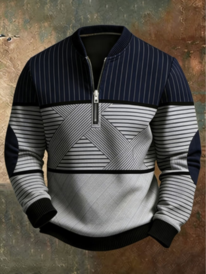 ELIOTT | PULL DEMI ZIP GÉOMÉTRIQUE