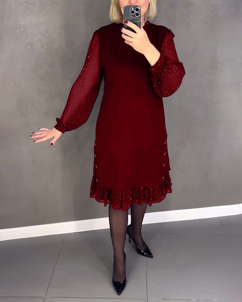 Gisèle™ | Élégante robe à pois à manches longues