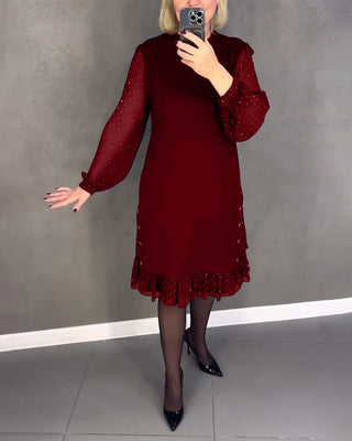Gisèle™ | Élégante robe à pois à manches longues