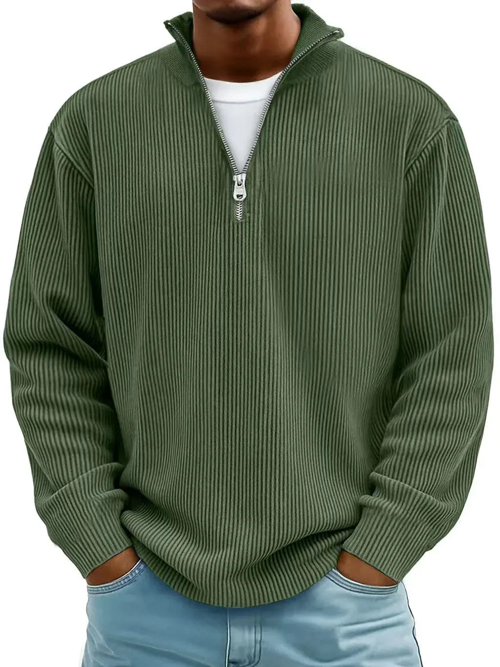 LEVI | Pull côtelé zippé