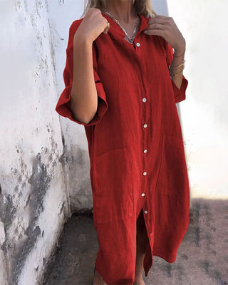 Maëlys™ | Robe Chemise Décontractée Longueur Mi-Mollet