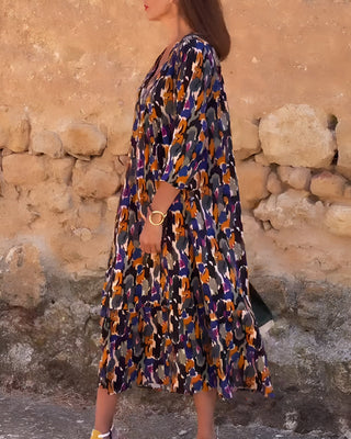 Nathalie™ | Robe Vintage à Imprimé et Col en V