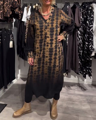 Lisette™ | Robe à décolleté en V et manches longues avec dégradé de couleurs