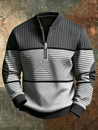 ELIOTT | PULL DEMI ZIP GÉOMÉTRIQUE