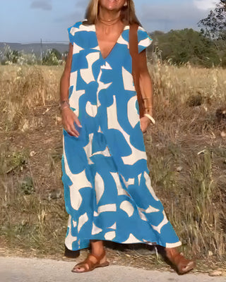 Jacqueline™ | Robe à Imprimé avec Décolleté en V