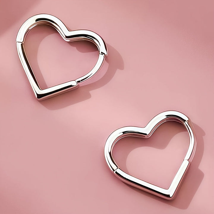 Boucles d'oreilles en forme de cœur en acier inoxydable doré