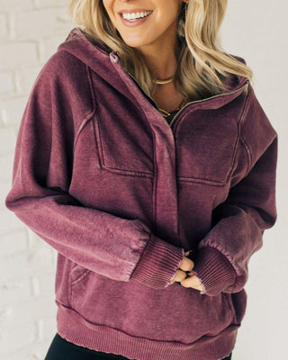 Clare - Sweat à Capuche en Fleece Lavé à l'Acide