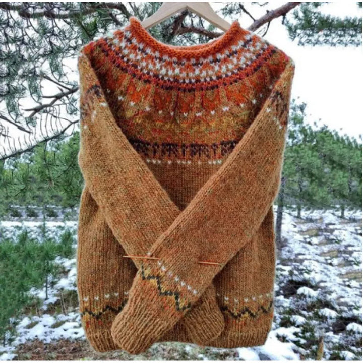 Islandais – Pull chaud avec détail d'épaule tissé traditionnellement