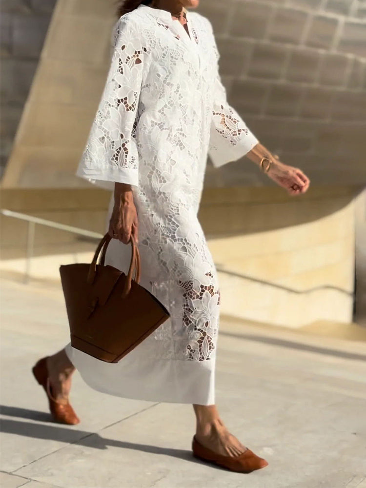Véronique™ | Élégante Robe Midi avec Broderies