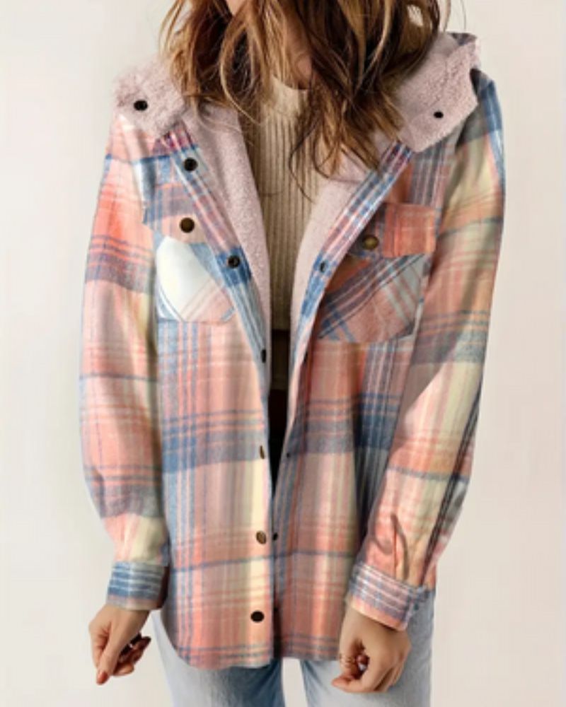 Nayla - Veste à carreaux avec doublure en Sherpa confortable