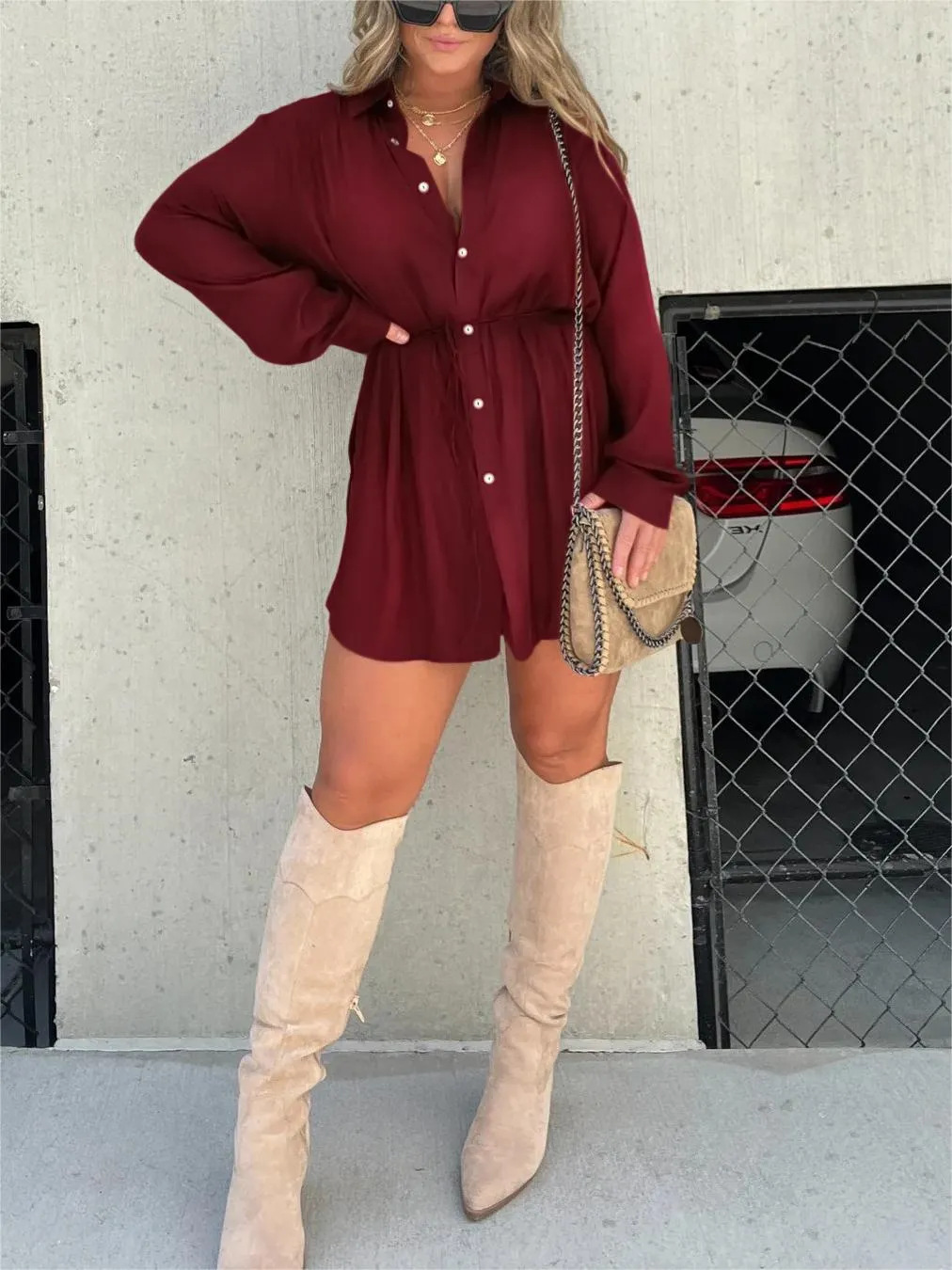 Flavie™ | Tendance Robe Courte en Satin