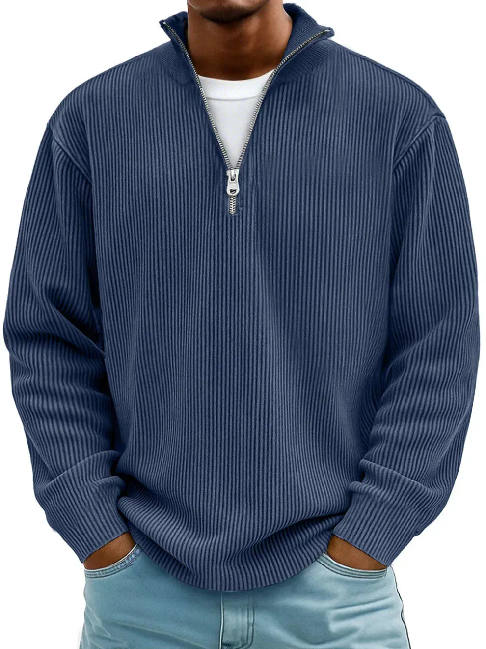 LEVI | Pull côtelé zippé
