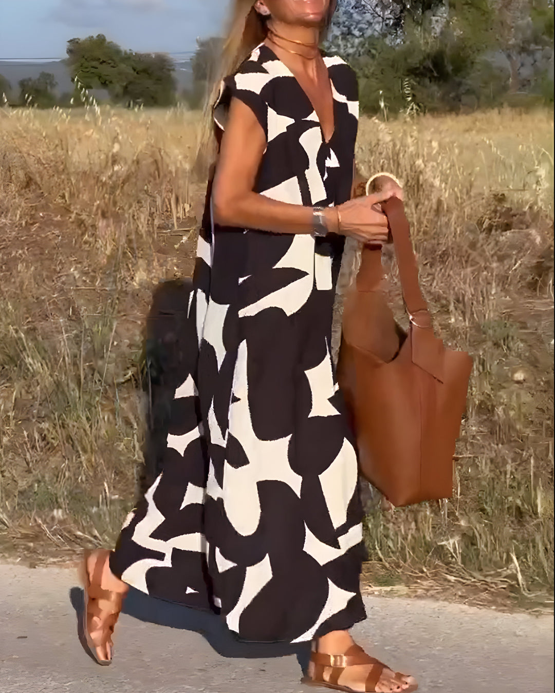 Jacqueline™ | Robe à Imprimé avec Décolleté en V