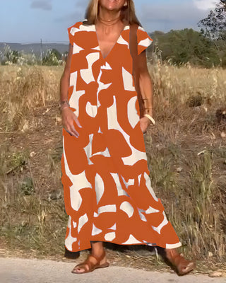 Jacqueline™ | Robe à Imprimé avec Décolleté en V