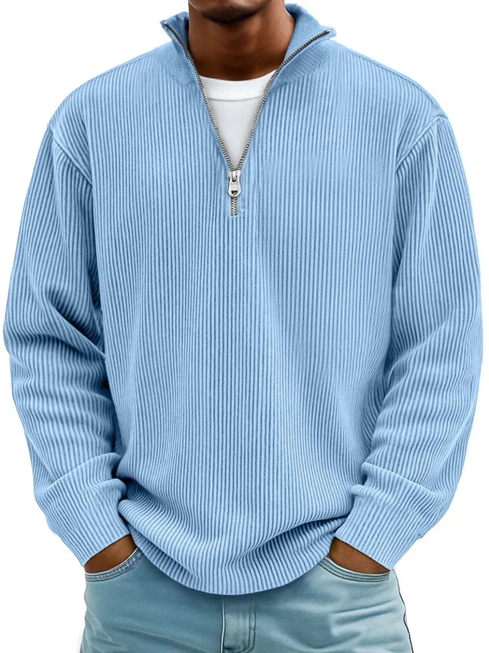 LEVI | Pull côtelé zippé