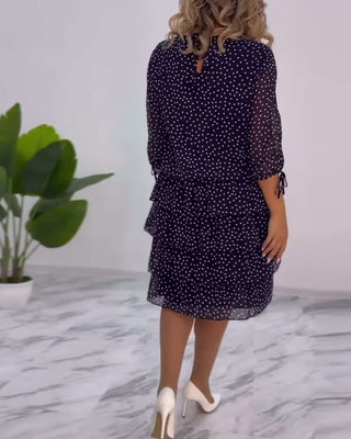 Vérène™ | Élégante Robe à Pois Superposée
