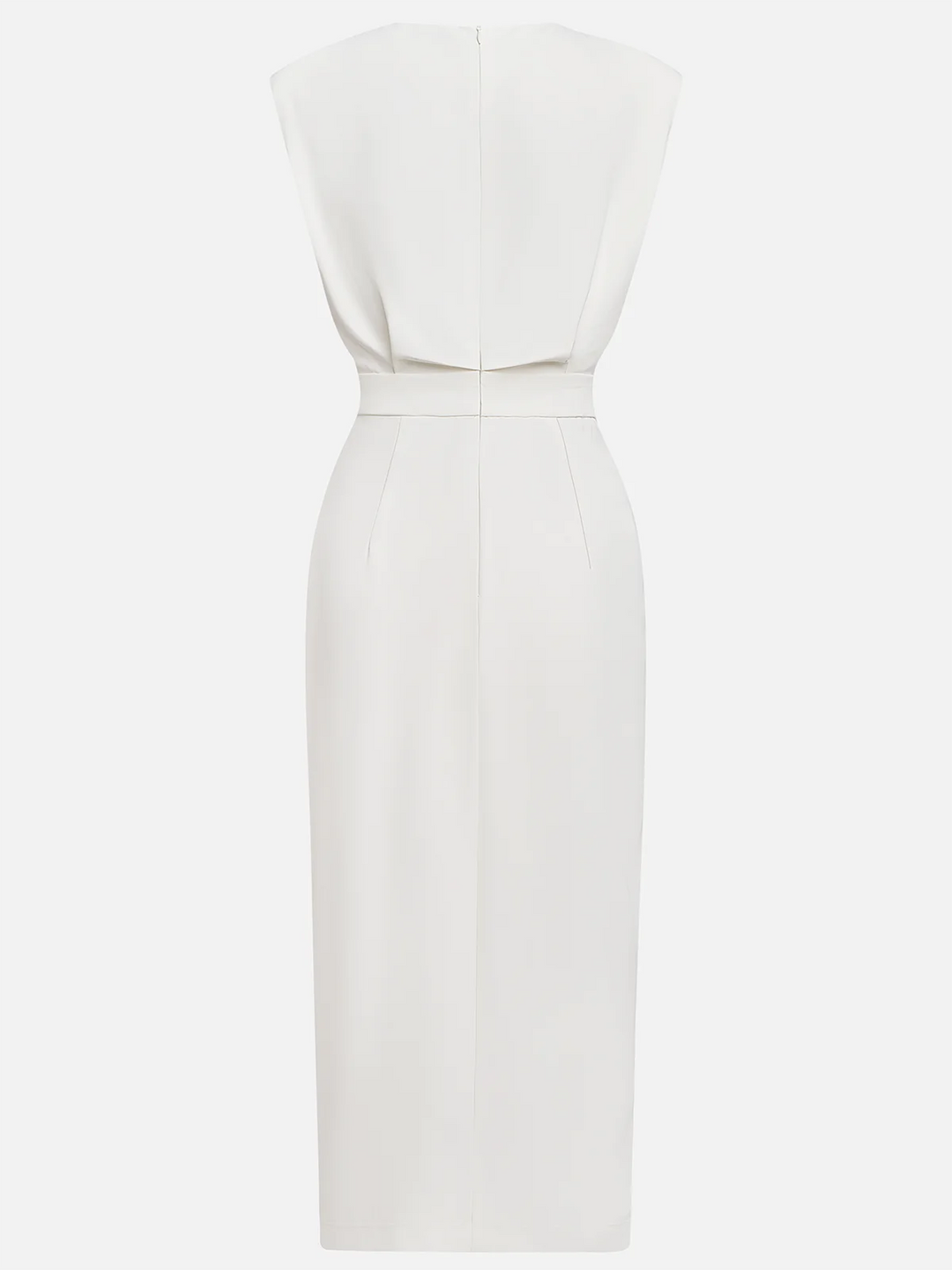 Malene™ | Robe midi unie avec fente à boutons et décolleté arrondi