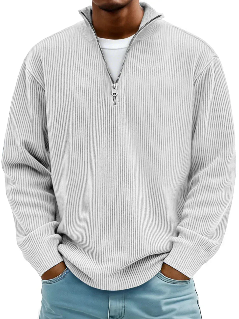 LEVI | Pull côtelé zippé