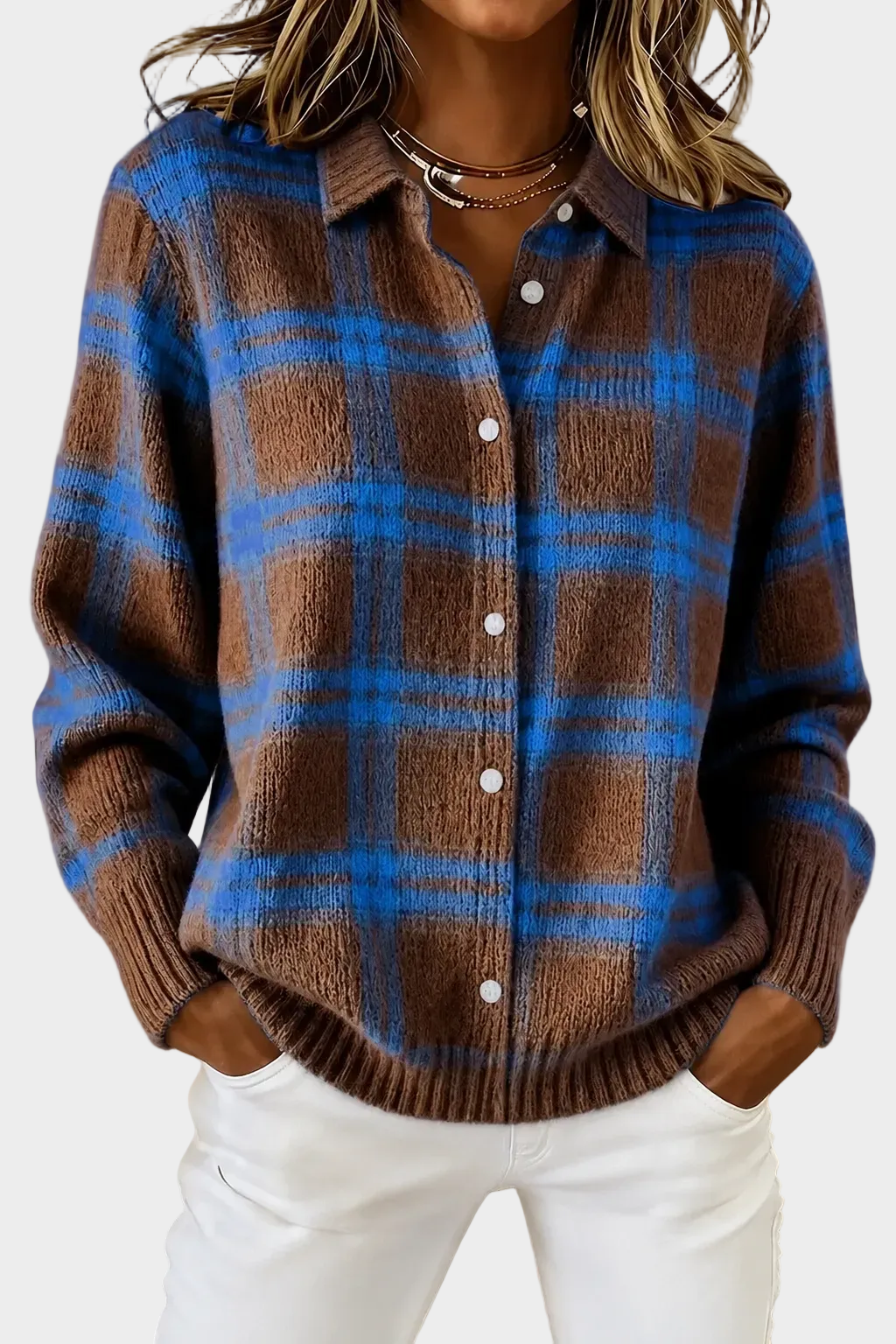 Lumi – Cardigan élégant à carreaux