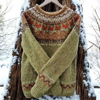 Islandais – Pull chaud avec détail d'épaule tissé traditionnellement
