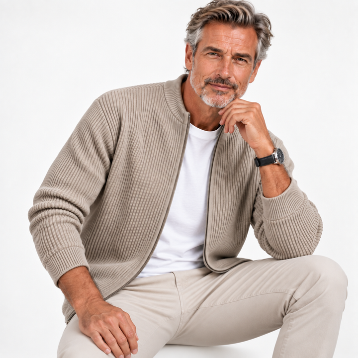 JORDAN |  Cardigan zippé côtelé