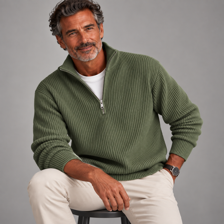 LEVI | Pull côtelé zippé